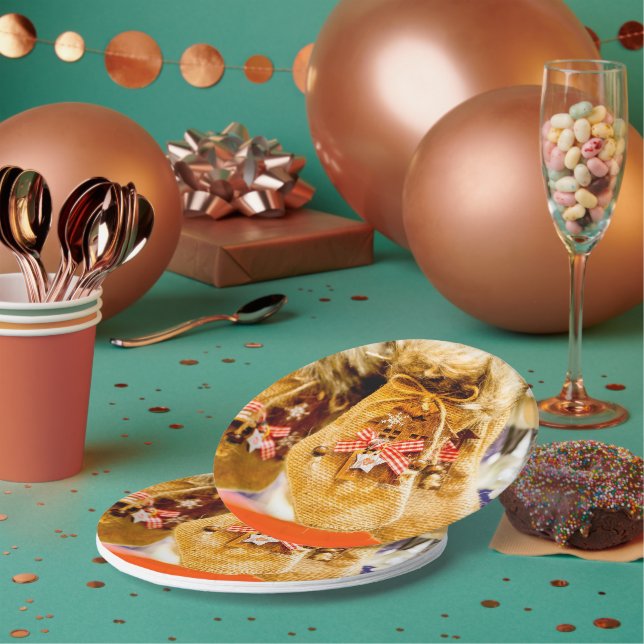 Assiettes En Carton Livraison de Noël de Père Noël (Multi)