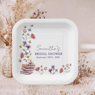 Assiettes En Carton Livre de Fleur de Watercolor Fête de Mariage