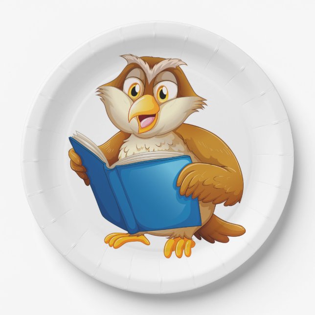 Assiettes En Carton Livre de lecture de la chouette sage (Devant)