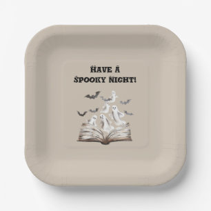 Assiettes En Carton Livre de nuit effrayant fantômes chauves-souris Ha