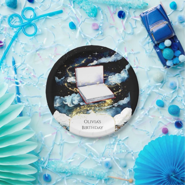 Assiettes En Carton Livre d'histoire de bibliothèque personnalisée sim (Fête)