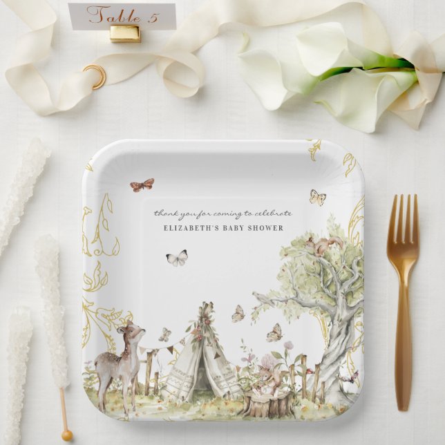 Assiettes En Carton Livre d'histoires | Baby shower forestier (Mariage)