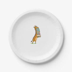 Assiettes En Carton Livre drôle Lecture Giraffe I Love My Library
