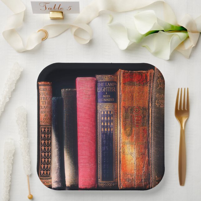 Assiettes En Carton Livres anciens (Mariage)