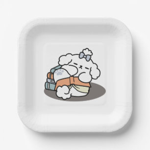 Assiettes En Carton Livres et écorces - Conception de lecture de chien