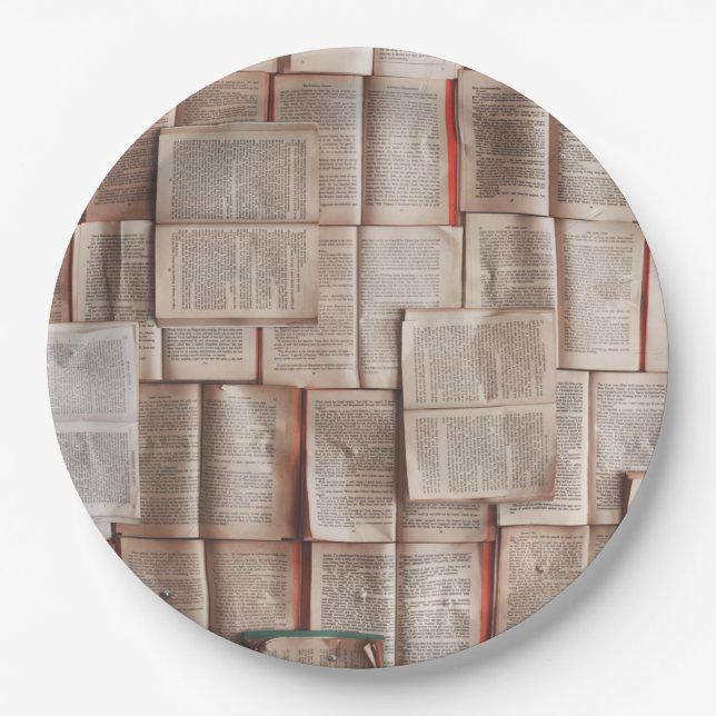 Assiettes En Carton Livres vintages (Devant)