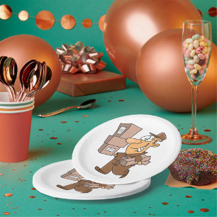 Assiettes En Carton Livreur portant des colis et des paquets