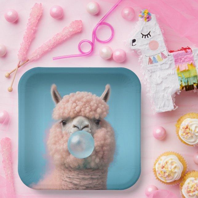 Assiettes En Carton Llama Bubblegum Funny (Fête)