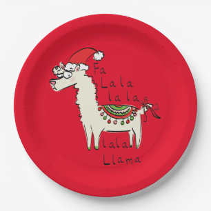 Assiettes En Carton Llama Cute Drôle Noël Vacances