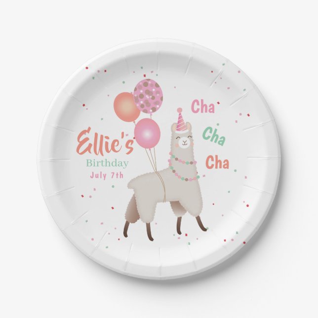 Assiettes En Carton Llama d'anniversaire (Devant)