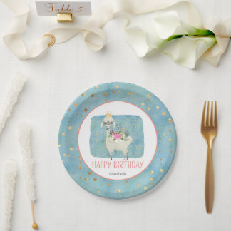 Assiettes En Carton Llama Love Aquarelle mignonne Amusant Anniversaire