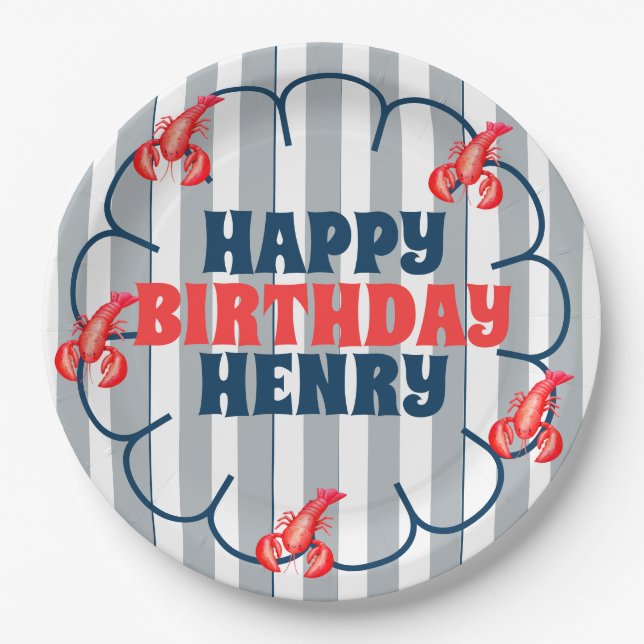 Assiettes En Carton Lobster 1st Birthday Party (Devant)