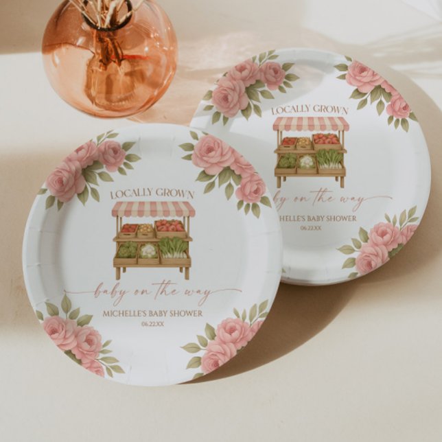 Assiettes En Carton Locally Grown Baby Farmer's Market Baby Shower (Créateur téléchargé)