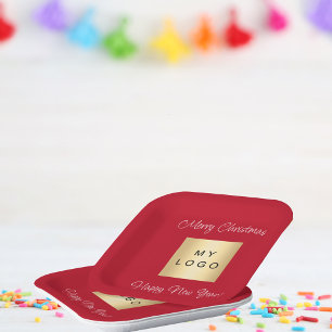Assiettes En Carton logo commercial de la barre de café rouge Noël
