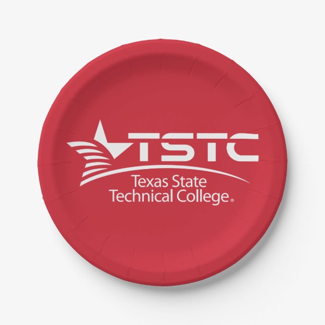 Assiettes En Carton Logo de Texas State Technical College (Devant)
