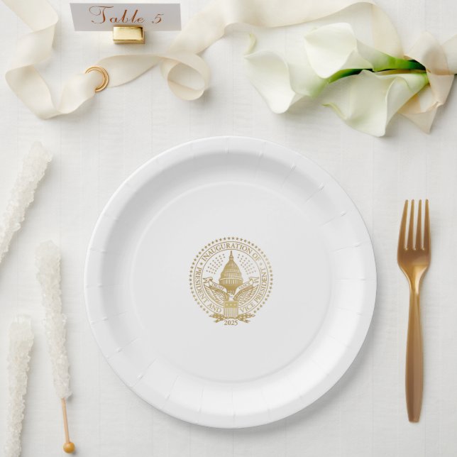 Assiettes En Carton Logo de Trump Vance 2025 - Inauguration présidenti (Mariage)