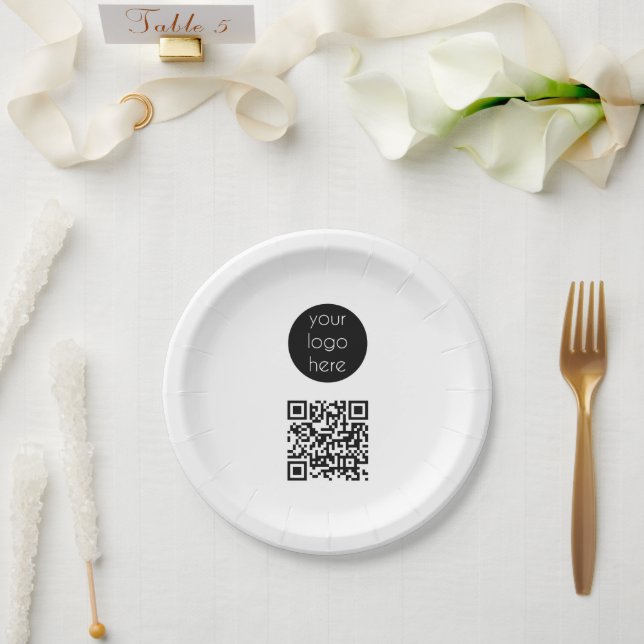 Assiettes En Carton Logo d'entreprise Code QR promotionnel de la socié (Mariage)