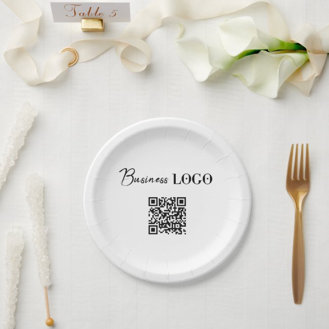 Assiettes En Carton Logo d'entreprise Code QR promotionnel de la socié (Mariage)
