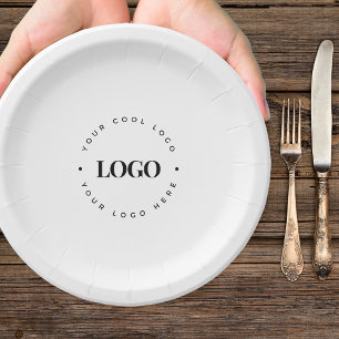 Assiettes En Carton Logo d'entreprise rond clair Minimaliste d'événeme
