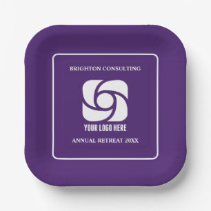 Assiettes En Carton Logo d'entreprise violet pour fête d'entreprise pe