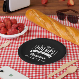 Assiettes En Carton Logo Retro Moderne Famille Reunion