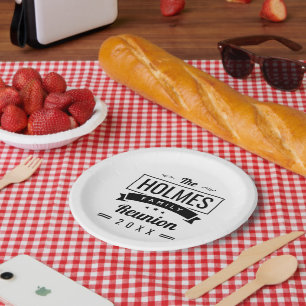 Assiettes En Carton Logo Retro Moderne Famille Reunion