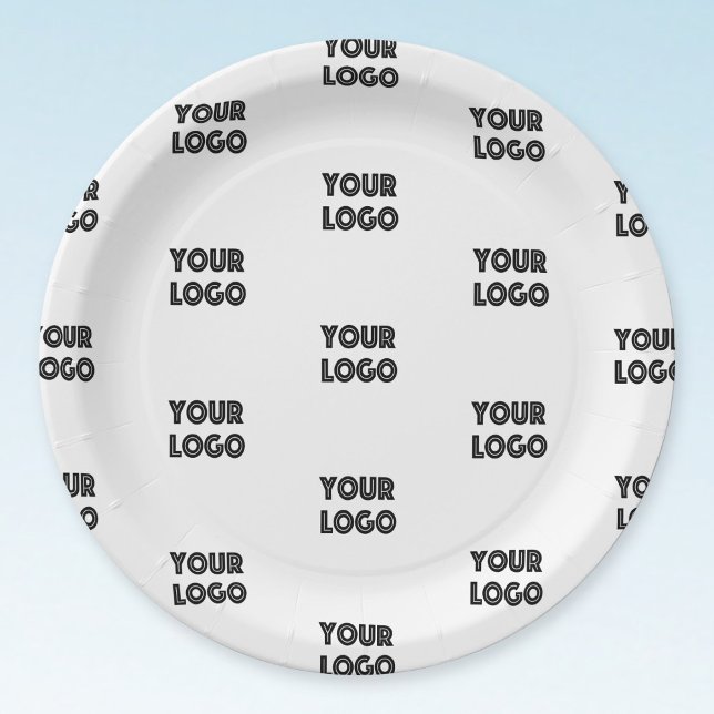 Assiettes En Carton Logo simple à répéter | Blanc (Créateur téléchargé)