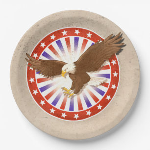 Assiettes En Carton Logo vintage du 4 juillet