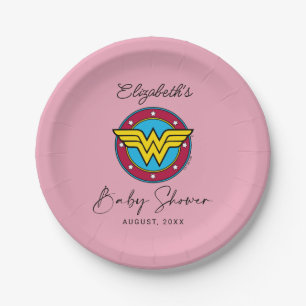 Assiettes En Carton Logo Wonder Woman Nouveau bébé bientôt