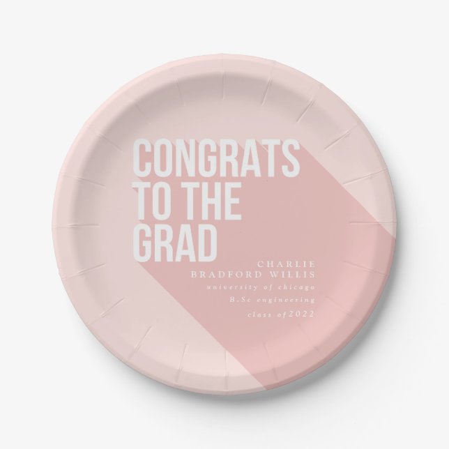 ASSIETTES EN CARTON LONGUE OMBRE FÉLICITES À LA GRADE (Devant)