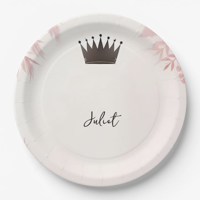 Assiettes En Carton Longue Tulle Regal Glam Blush Fête des mariées ros (Devant)