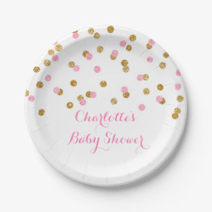 Assiettes En Carton L'or rougissent plat rose de baby shower de