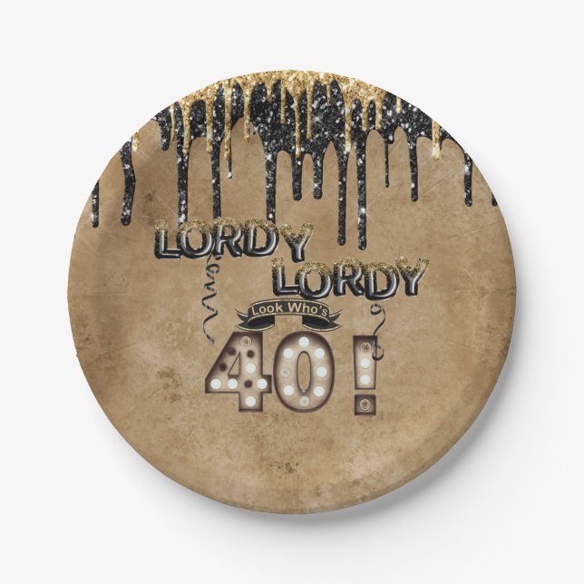 Assiettes En Carton Lordy Lordy Look qui a 40 ballons d'anniversaire (Devant)