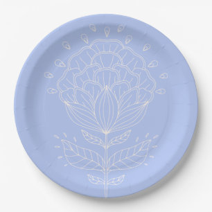 Assiettes En Carton Lotus fleur ligne blanche dessin floral lilas