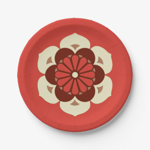 Assiettes En Carton Lotus Flower Mandala, Mandarin Orange