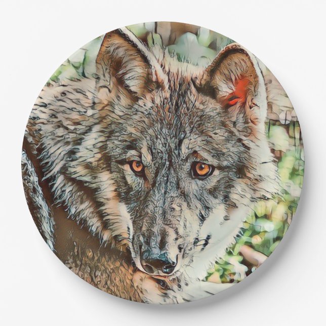Assiettes En Carton loup cinglé (Devant)