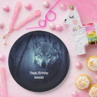 Loup sauvage aux beaux yeux bleus Anniversaire