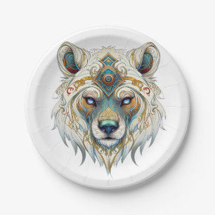 Assiettes En Carton Loup spirituel amérindien