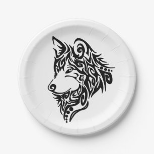 Assiettes En Carton Loup tribal