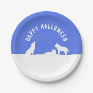 Assiettes En Carton Loups en neige, Happy Halloween