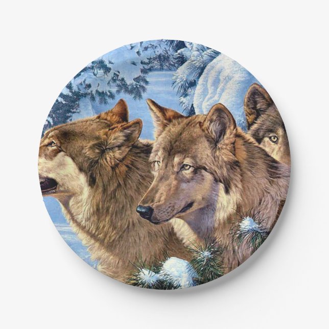 Assiettes En Carton Loups rouges (Devant)