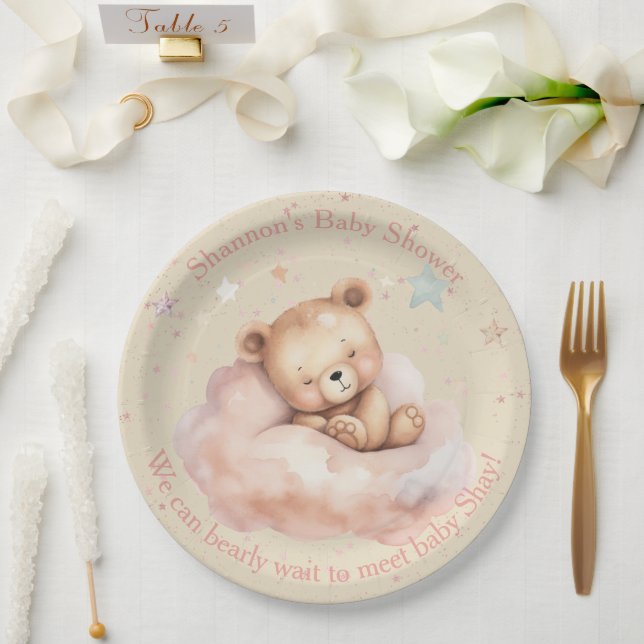 Assiettes En Carton L'ours en peluche s'endort dans le Baby shower des (Mariage)