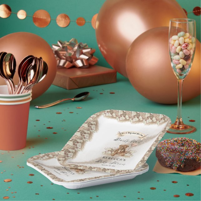 Assiettes En Carton L'Ours En Teddy Peut Attendre Le Baby shower Garço (Multi)