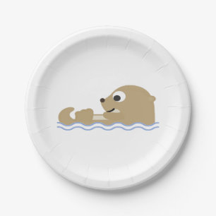 Assiettes En Carton Loutre de flottement mignonne