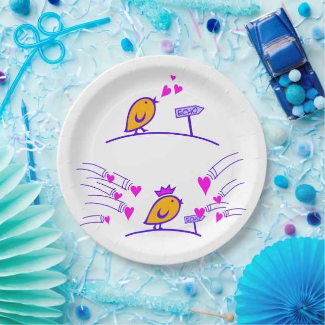 Assiettes En Carton LOVE ECHO - Comic Birds Tweetlercools 3 (Fête)