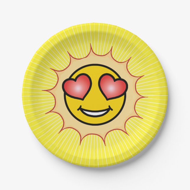 Assiettes En Carton Love Emoji coucher de soleil (Devant)