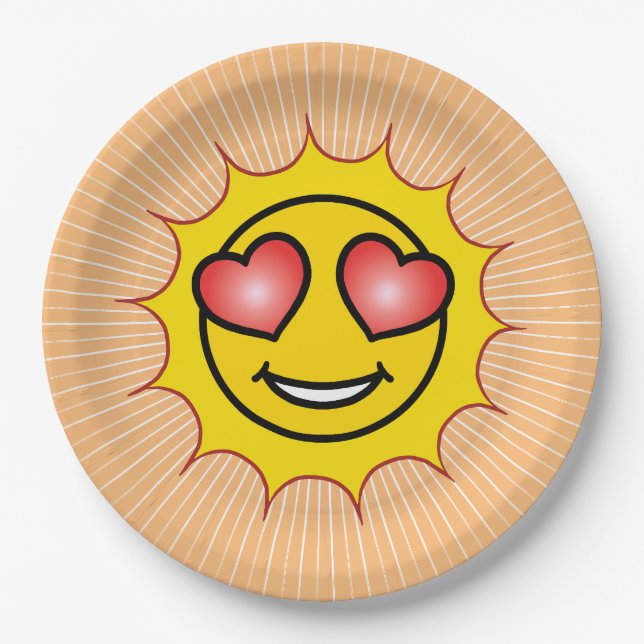 Assiettes En Carton Love Emoji Sun (Devant)