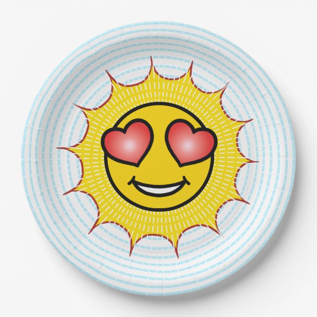 Assiettes En Carton Love Emoji Sun (Devant)