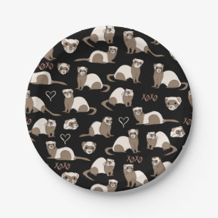 Assiettes En Carton Love Ferrets - Noir