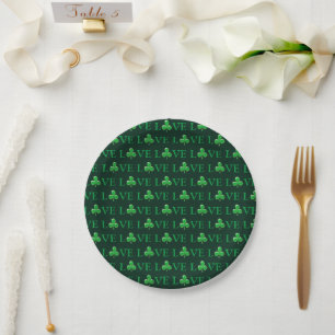 Assiettes En Carton Love Green Clover Shamrock St. Patrick's Day